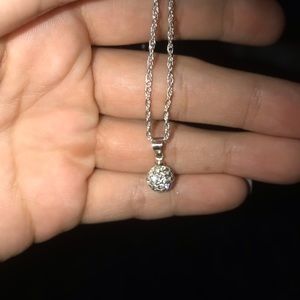 Silver necklace with diamond ball